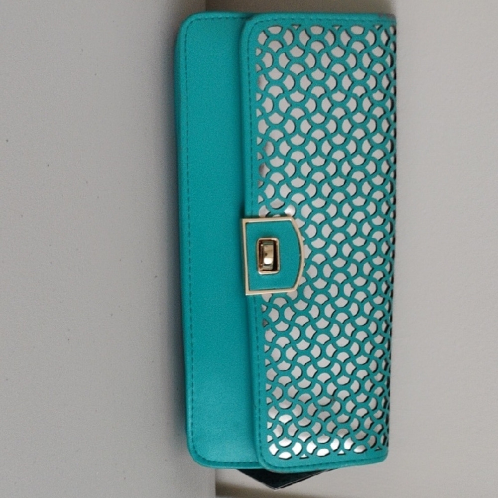 MMS Design Studio Teal and Silver Clutch